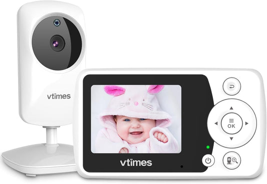 Baby Monitor No WiFi 2.4" Screen, Video Baby Camera Monitor Night Vision, 1000ft Range, 2X Zoom, Ideal for Elderly Pet (NO Charging Plug)