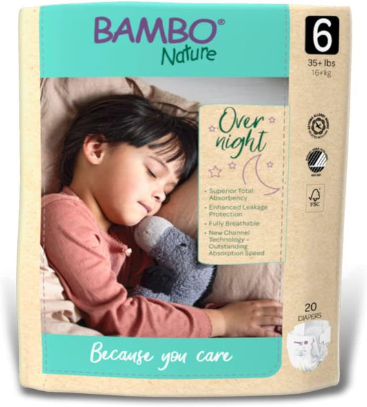 Bambo Nature Overnight Baby Diapers (Sizes 3 TO 6), Size 6, 20 Count