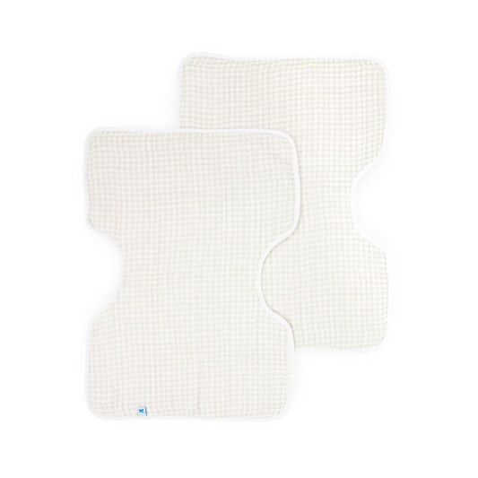 Little Unicorn Ultra-Absorbent Premium Burp Cloth 2 Pack | Soft on Baby's Skin | Larger Size | Ergonomic Design | Set of 2 (Tan Gingham)