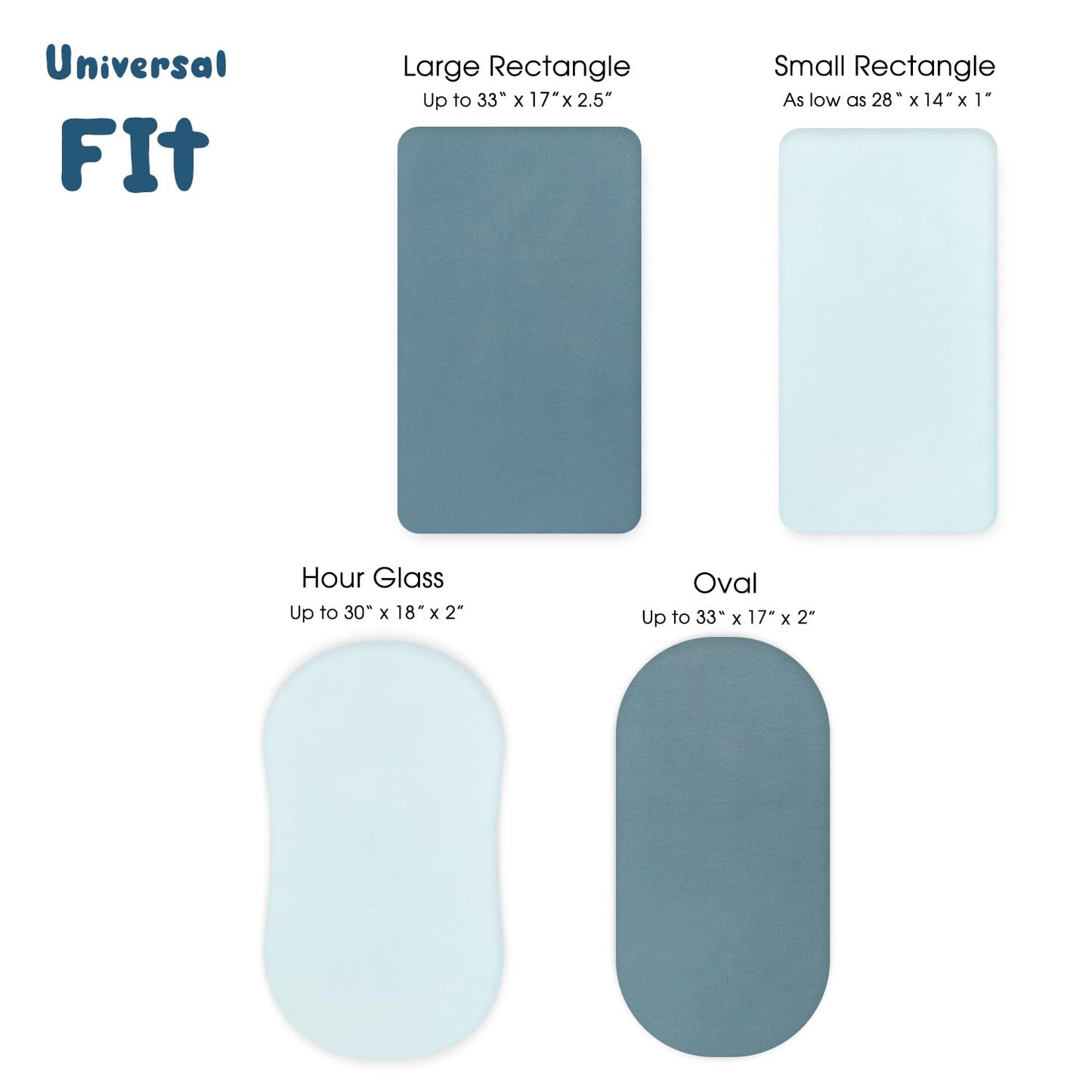 GRSSDER Stretchy Ultra Soft Fitted Bassinet Sheet 2 Pack, Universal Fit for Bassinets Baby Cradle Moses Basket Oval Rectangle Mattress Safe and Snug, Jersey Bassinet Sheets for Girls, Blue/Navy