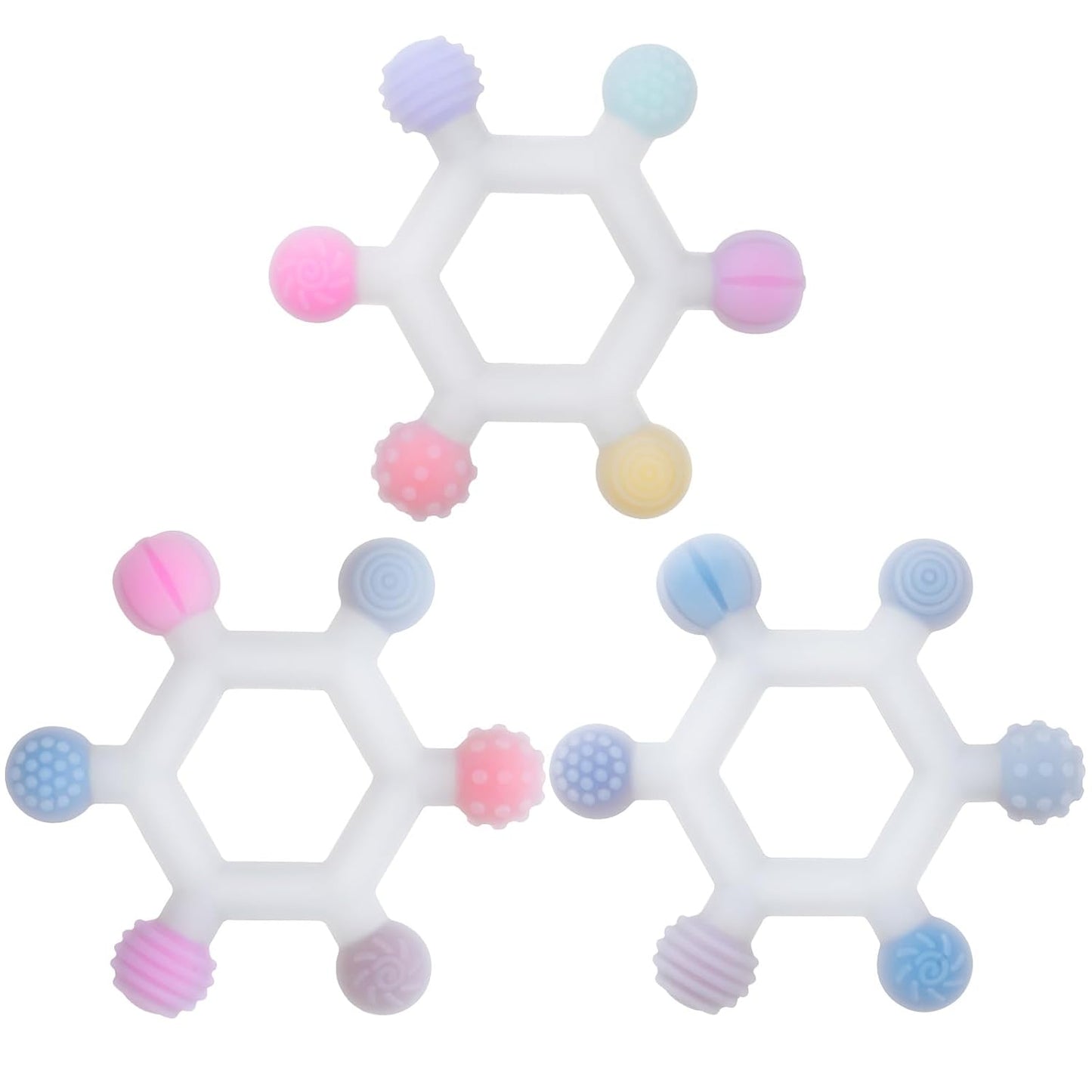 3 Pack Baby Teething Toys, BPA-Free Silicone Baby Teether Toys Teething Relief, Chew Toy for Babies 6-24 Months (Colorful)