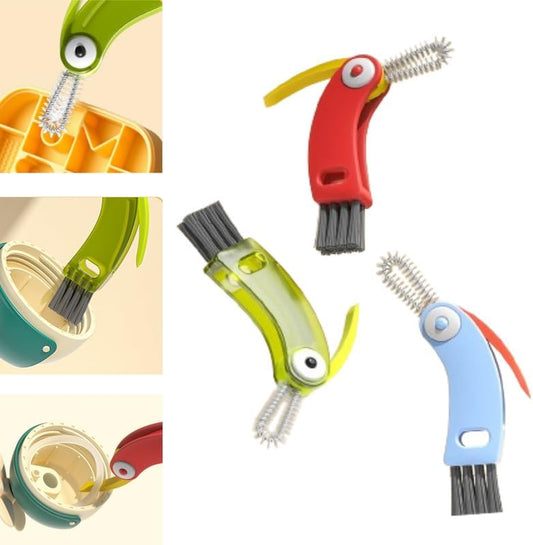 4 in 1 Cup Lid Cleaning Brush Set - Multifunctional Bottle & Gap Cleaner (Red, Green, Blue)