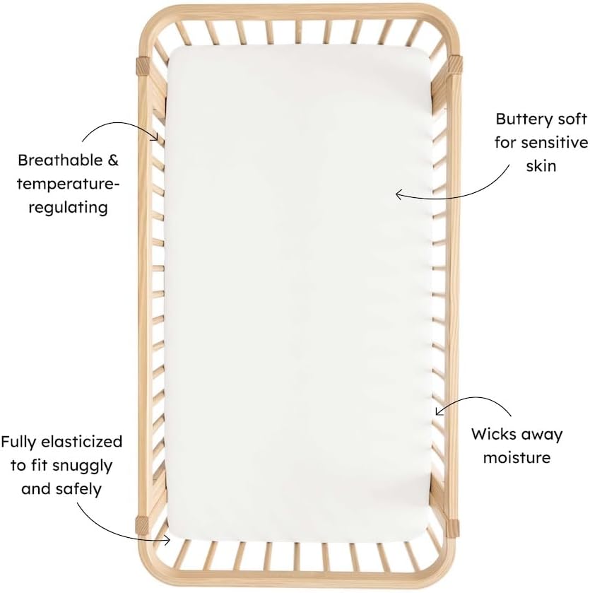 Kyte Baby Soft Crib Sheet - Standard Fitted Crib Sheet Made with Rayon from Bamboo, Ultra-Gentle and Breathable (Cloud)