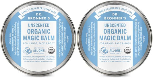 Dr. Bronner's - Organic Magic Balm - Baby Unscented, Made with Organic Beeswax & Hemp Oil, Moisturizes & Soothes Hands, Face & Body (2 oz, 2-Pack)