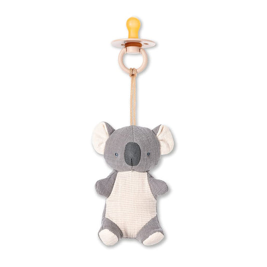 Itzy Ritzy Pacifier & Lovey Set - Natural Rubber Pacifier with Stuffed Animal Lovey - Detachable Plush Koala Binky Holder & Coordinating Natural Rubber Binky, Ideal for Ages 0-6 Months (Koala)