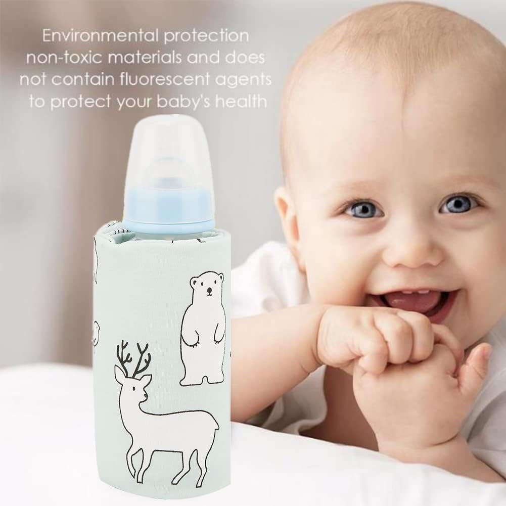 Portable Bottle Keep Warm, USB Travel Milk Heat Keeper, Baby Bottle Keep Warmer for Car Tavel, Storage Cover Insulation Thermostat(Bear)
