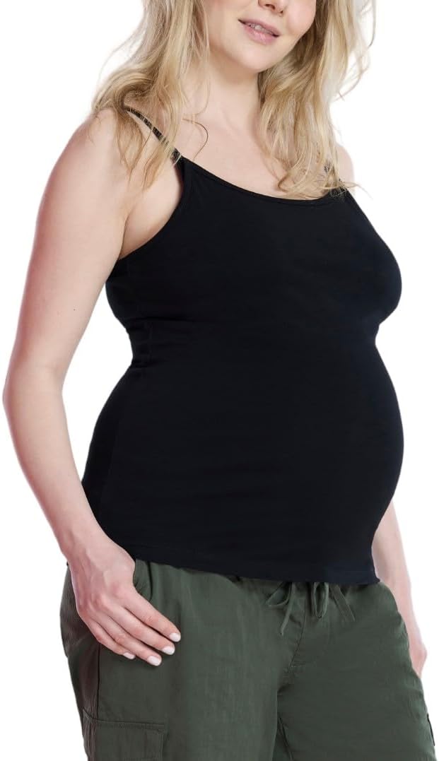 Motherhood Maternity Women's Clip Down Nursing Tank Top Cami with Adjustable Straps and Built-in Shelf Bra for Breastfeeding