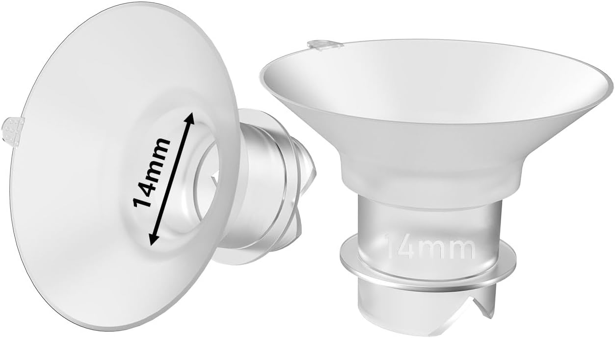 2pcs Upgraded Flange Inserts 14mm Compatible with Momcozy/Medela/Spectra/eufy/Elvie/Lansinoh/TSRETE/Paruu Wearable Pump with 24mm Shields/Flanges, Reduce 24mm Nipple Tunnel Down to 14mm