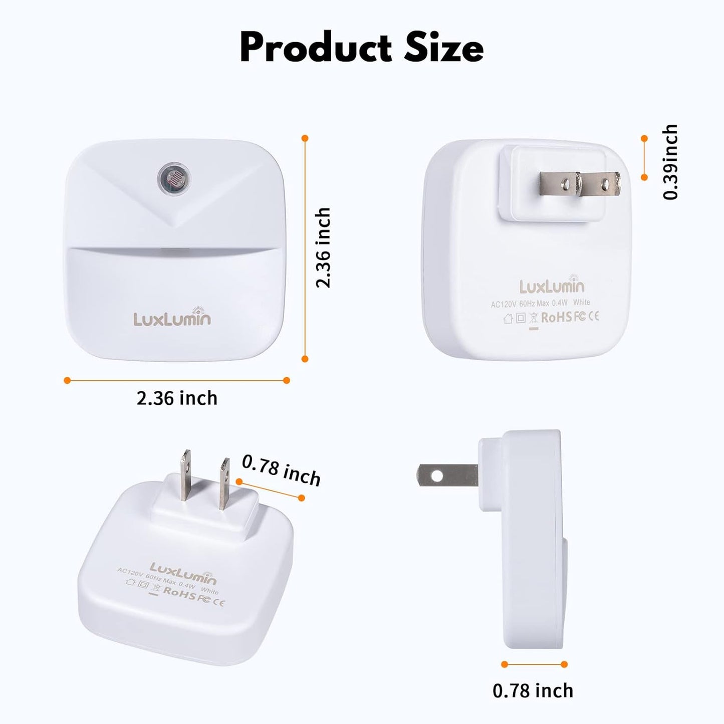 LED Night Lights Plug into Wall with Dusk-to-Dawn Sensor, Automatically Turn on and Off,Night Light for Kids,Bedroom,Bathroom,Stairs, White, 6 Packs