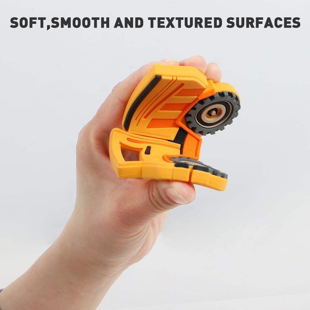 Baby Construction Vehicles Teething Toys,Food Grade Silicone Teether with One-Piece Pacifier Clip Holder,Shower Gift for 3 Months+ Boy and Girl,BPA Free,Freezer Safe. (Dump Truck)