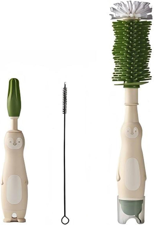 Baby Bottle Cleaning Kit - Liquid-Dispensing Brush System with Nipple & Straw Brushes - New Upgrade