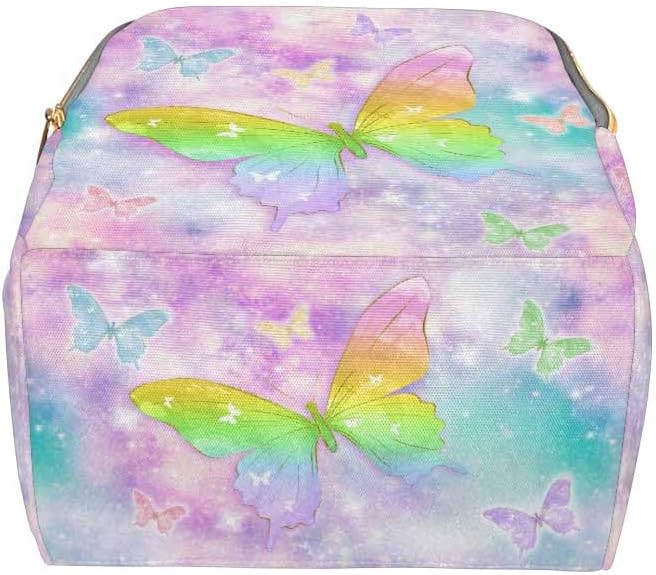 Customized Diaper Bags For Baby For Outdoor Shopping Customized Newborn Gift Princess Daycare Bag Personalized Back Pack Mommy Bag, Rainbow Butterflies