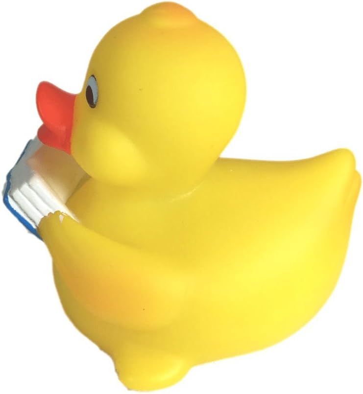 3" Reading Rubber Duck [Sealed Hole, Floats Upright] - Baby Safe Bathtub Bathing Toy