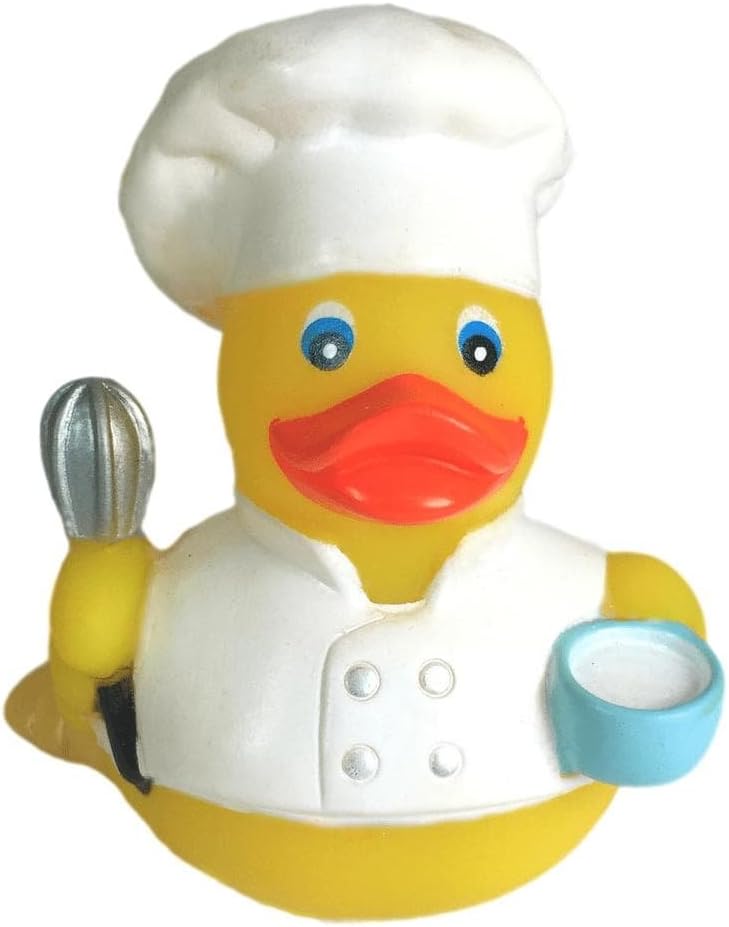 3" Chef Rubber Duck [Sealed Hole, Floats Upright] - Baby Safe Bathtub Bathing Toy