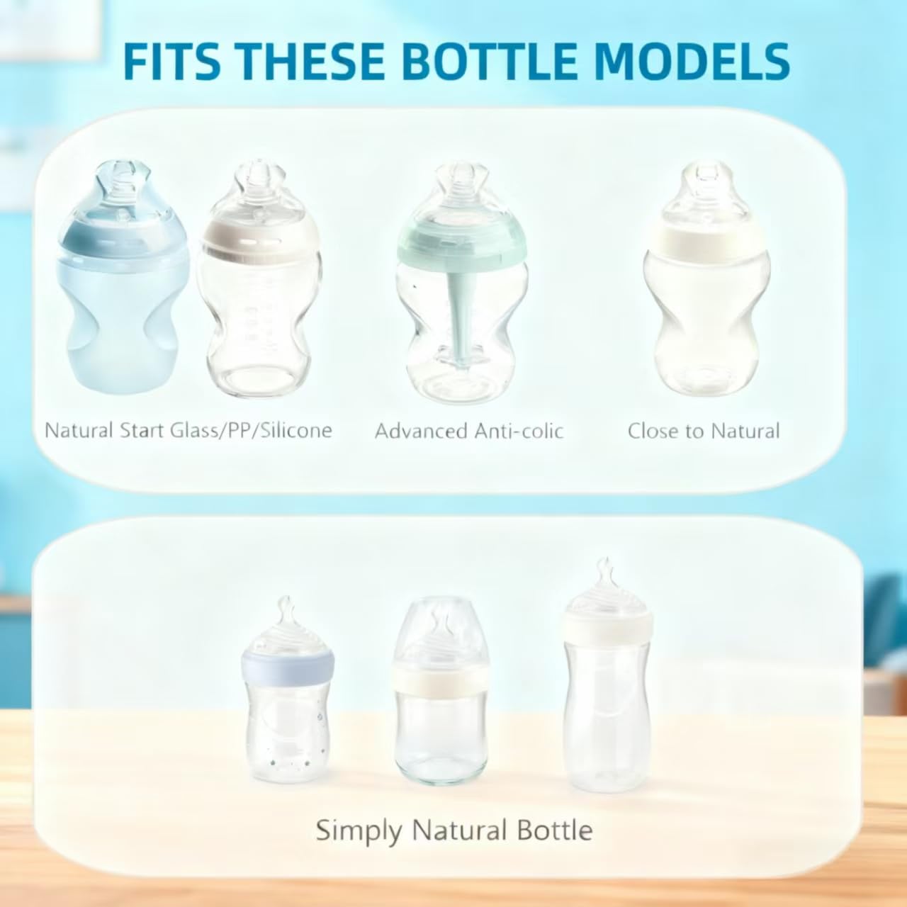 4-Count Silicone Bottle Nipples for Natural Start Anti-Colic Bottles & Advanced Anti-Colic Bottles & C to Natural Bottles and NUK Simply Natural Bottle, Anti-Colic Valve, Medium Flow, 3m+