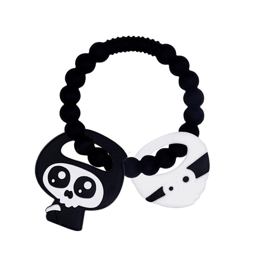 Baby Silicone Teether Ring Toy,Food Grade Silicone Chew Toys for 0-6,6-12,12-18 Months Newborns,Infants,Toddlers Teething Relief,Safe and Soft,BPA Free,Baby Essentials. (Halloween Skull)