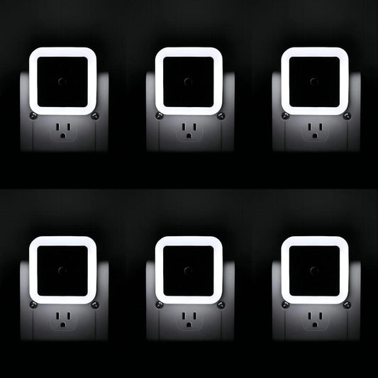 KINUR LED Night Lights Plug into Wall Daylight Color with Dusk to Dawn Night Light Plug in Sensor for Kids Room, Bedroom, Bathroom, Baby Nursery,Stair Lights, Hallway Light 6 Pack