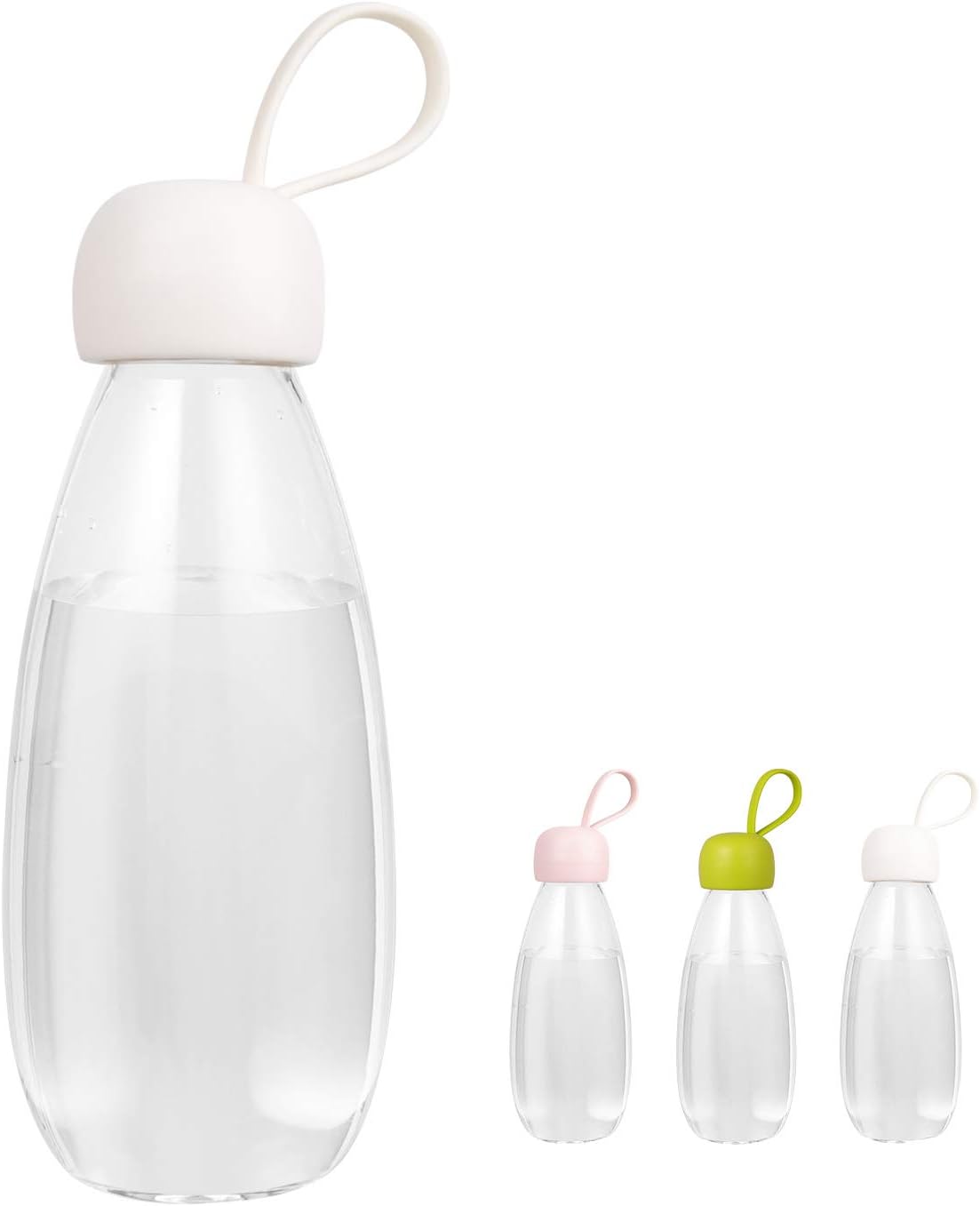 emoi BPA Free Water Bottle, 16oz/480ml Cute Water Bottle with Carrying Strap, Ideal for Kids Boys Girls Students Women Healthy Hydration-White