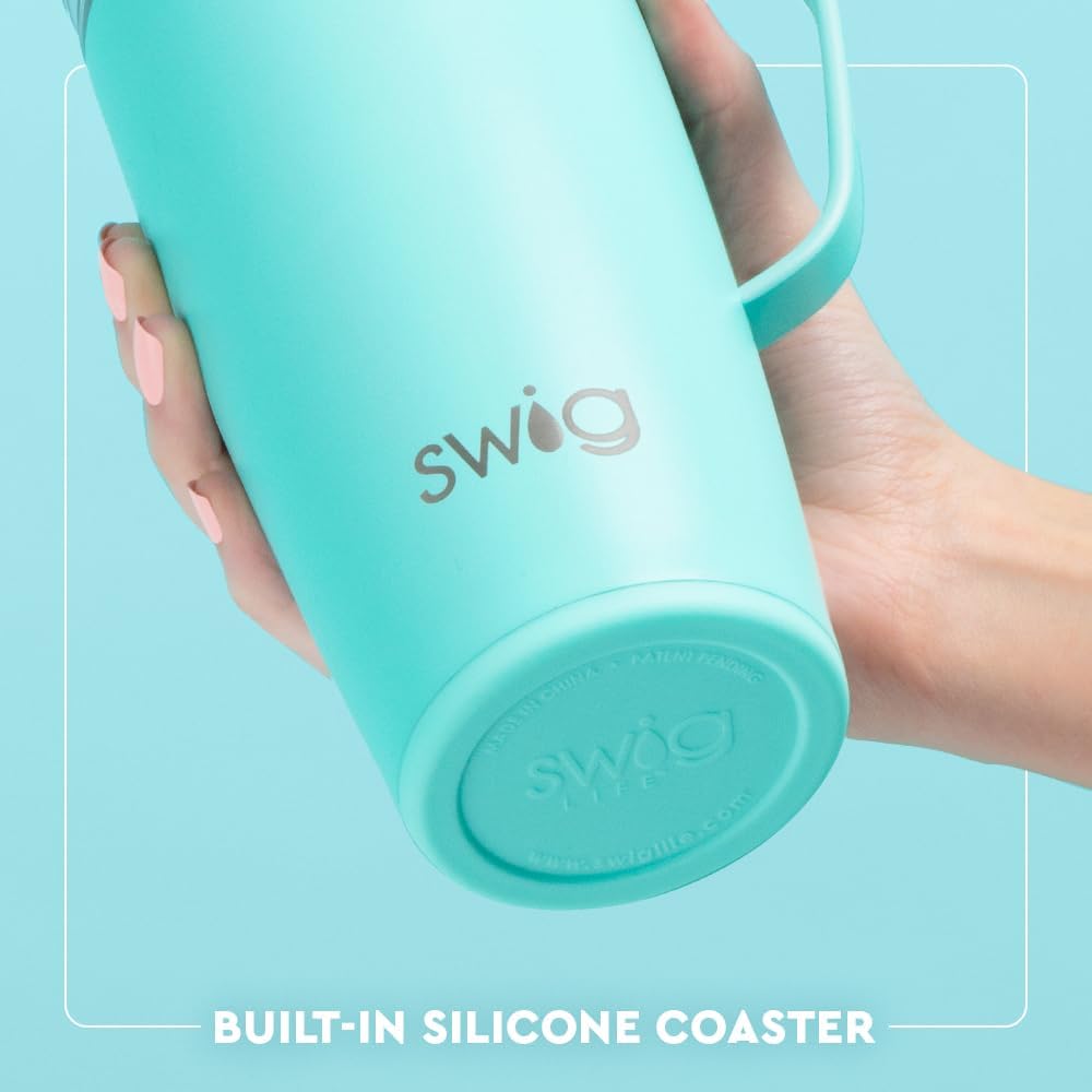 Swig Life 22oz Travel Mug, Insulated Tumbler with Handle and Lid, Travel Coffee Mug, Cup Holder Friendly, Stainless Steel 22 oz Tumbler, Reusable Insulated with Lid (Pretty in Pearl)