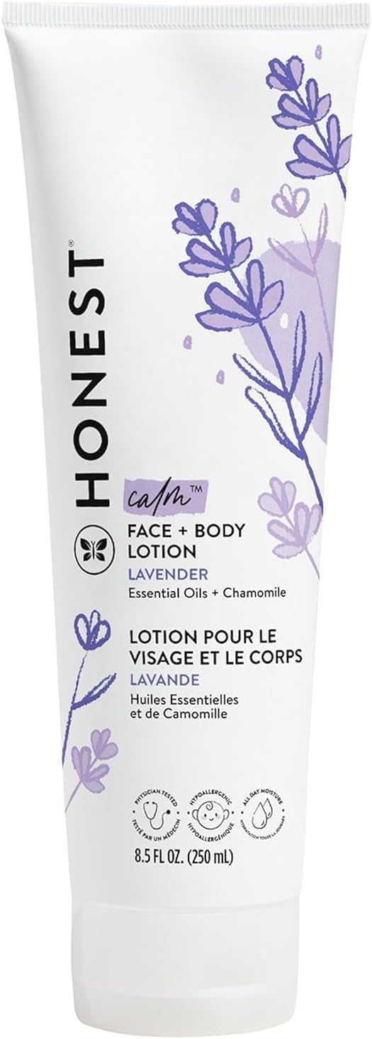 The Honest Company Hydrating Face + Body Lotion | Fast Absorbing, Naturally Derived, Hypoallergenic | Lavender Calm, 8.5 fl oz