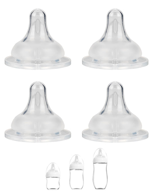 Silicone Nipple for Gulicola Natural Glass Bottle, Large Flow Nipple Level 3, 6 m+, 4 Count