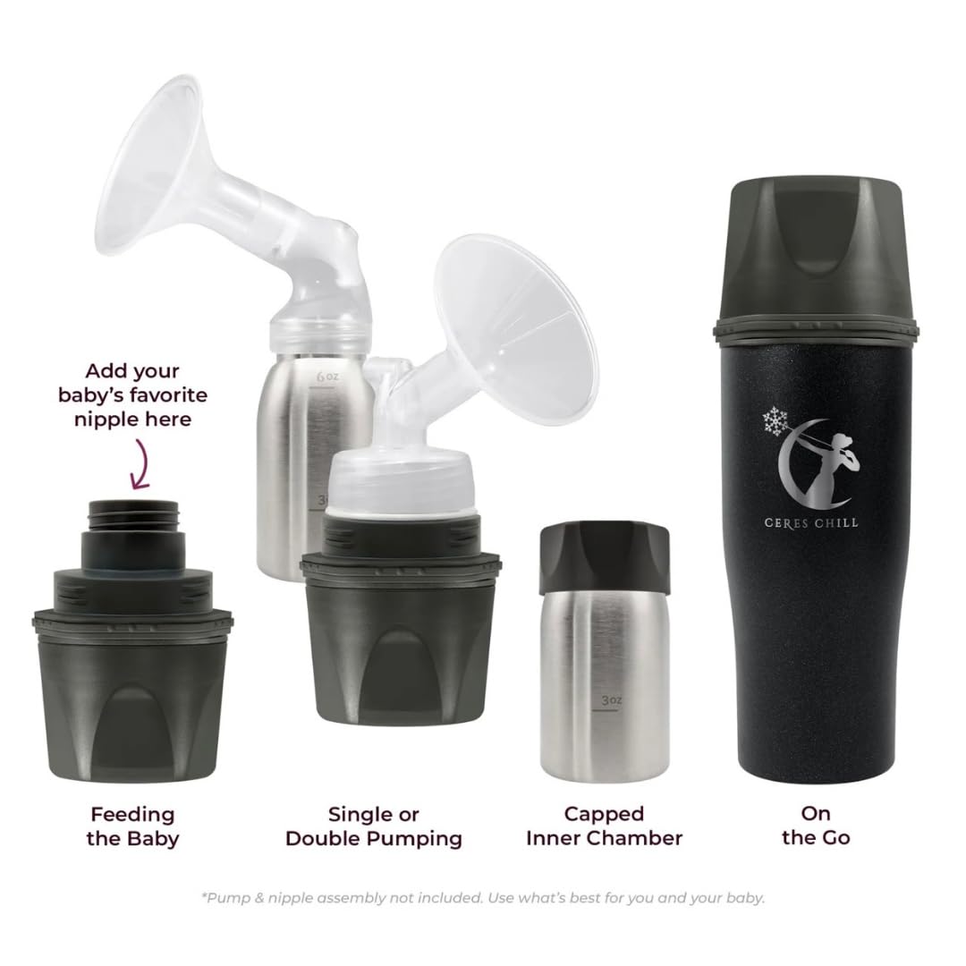 CERES CHILL Mini Breastmilk Chiller Demigoddess, Reusable Breastmilk Storage Container, Keeps Milk at Safe Temperatures for Up to 16 Hours,Bottle Cooler,Connects W/Most Major Pumps (Sunset Ombre)