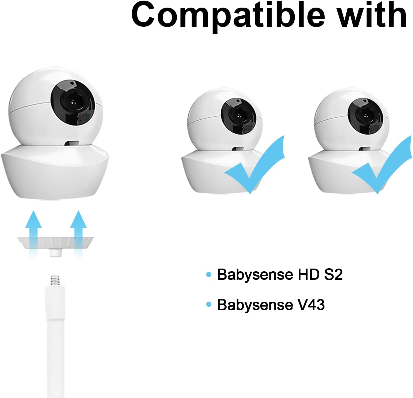 Baby Monitor Mount Compatible with Babysense HD S2/ V43 Monitor and Other Baby Monitor with 1/4 Threaded Hole 15.7 inches Flexible Clip Clamp Mount Long Gooseneck Arm