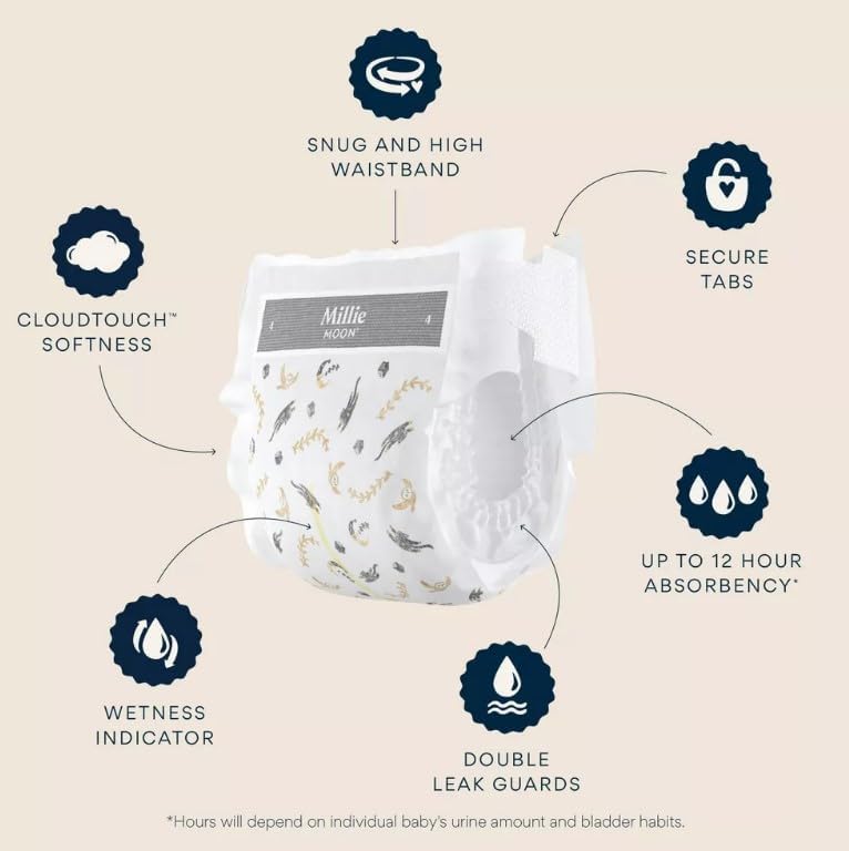 Millie Moon Luxury Diapers (Size-5 and Count-64) White(Pack of 1)