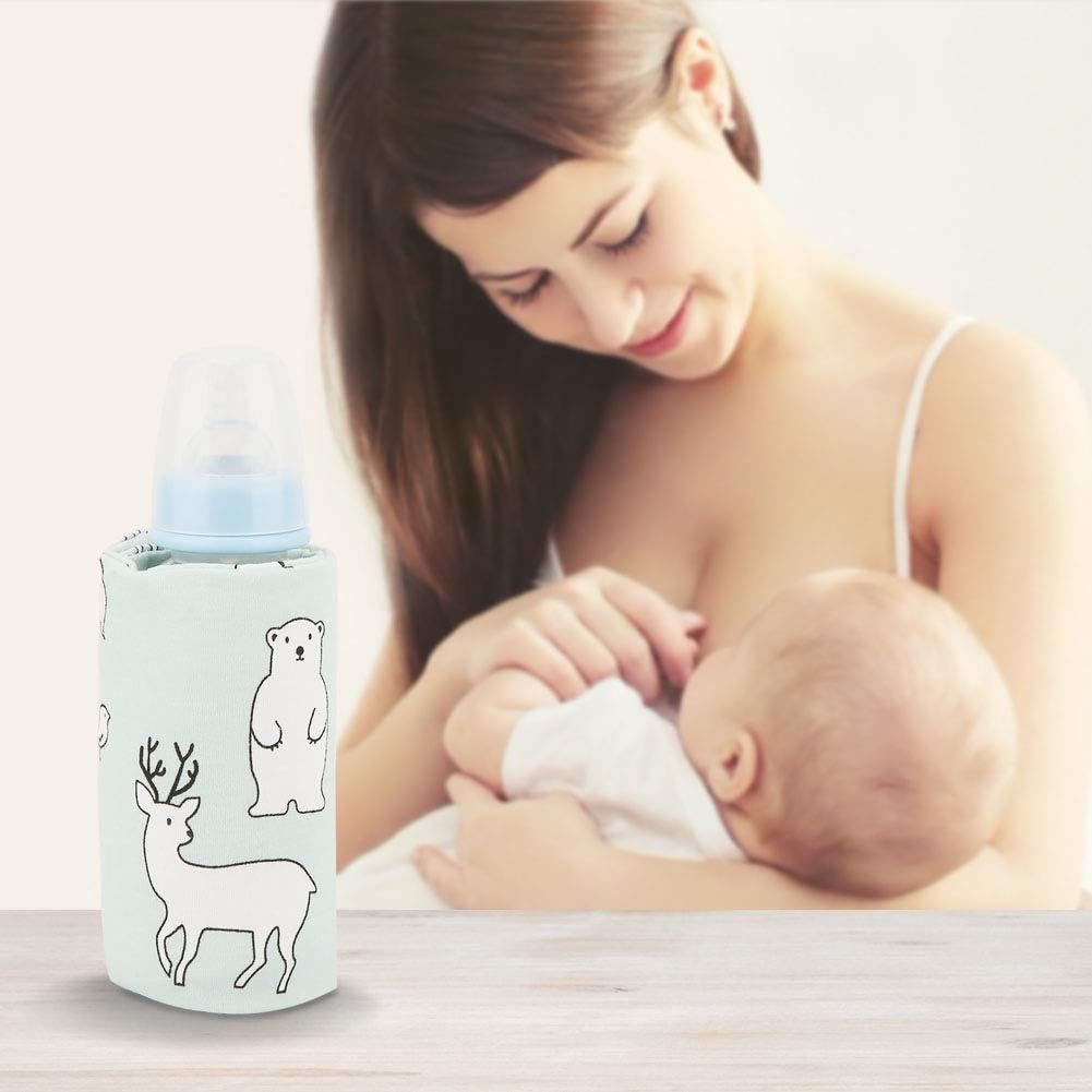 Portable Bottle Keep Warm, USB Travel Milk Heat Keeper, Baby Bottle Keep Warmer for Car Tavel, Storage Cover Insulation Thermostat(Bear)