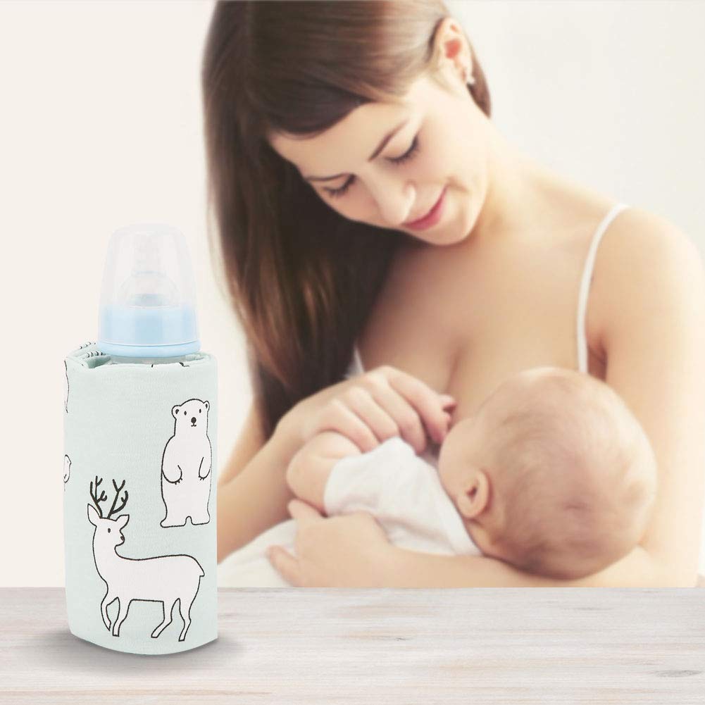 USB Baby Feeding Bottle Warmer Portable Cartoon Milk Bottle Travel Heater Portable Milk Bottle Heating Warmer for Home Outdoors Travel(Bear)