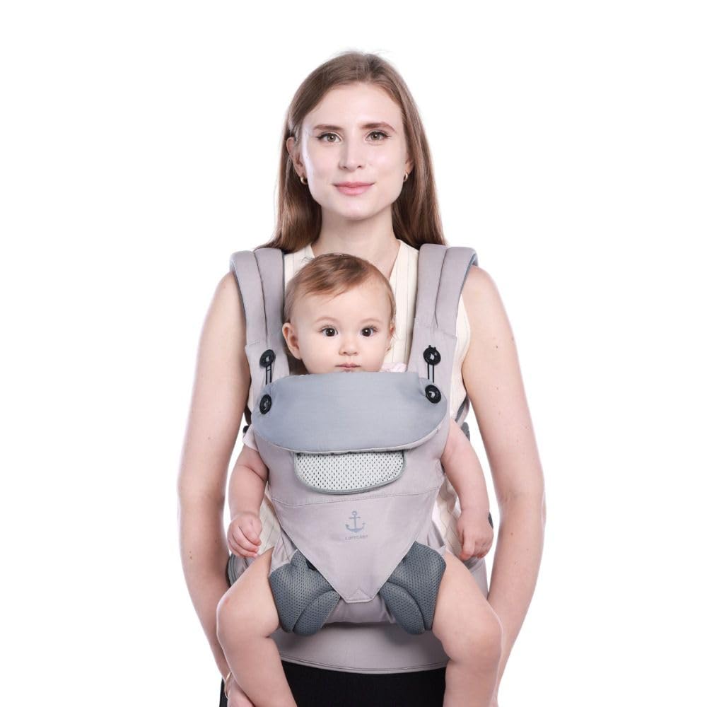 All-Season Ergonomic Baby Carrier, Breathable Baby Carrier Newborn to Toddler (8-33lbs), Toddler Carrier, Infant Carrier with Temperature Control Panel Design (Misty Grey)