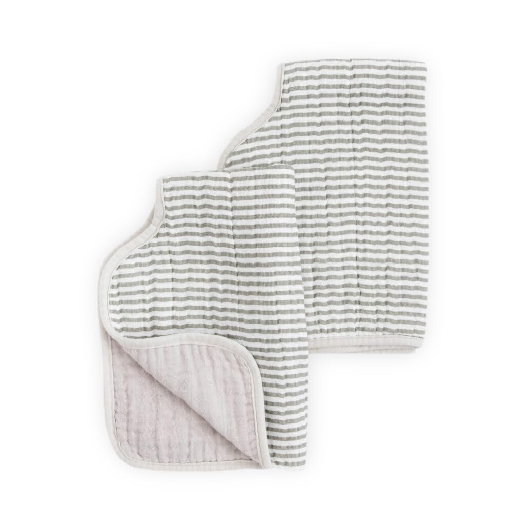 Little Unicorn Ultra-Absorbent Premium Burp Cloth 2 Pack | Soft on Baby's Skin | Larger Size | Ergonomic Design | Set of 2 (Grey Stripe)