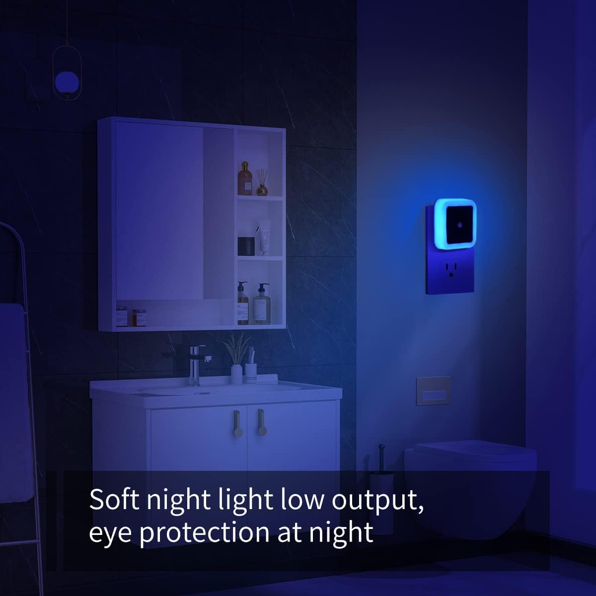 6 Pack Blue LED Night Light Plug in, Dusk to Dawn Sensor Automatic On and Off, Energy Efficient, Soft Glow Kids, Nursery, Bedroom, Bathroom, Hallway, Stairs, Kitchen