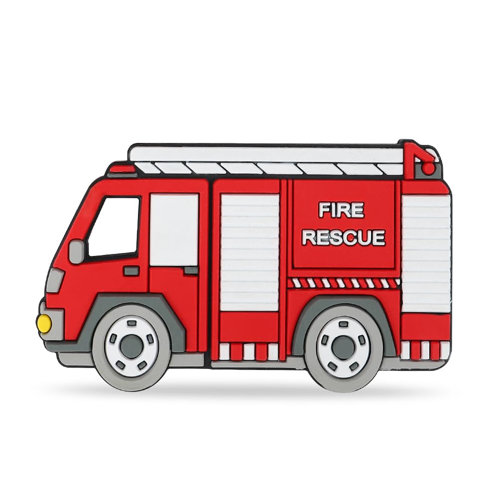 Baby Silicone Teether,Sensory Chew Toys,BPA Free Soft and Effective Infant Teething Pain Relief Toys,Freezer Safe,Food Grade Silicone,Best Shower Gift for Boys and Girls (Fire Trcuk).