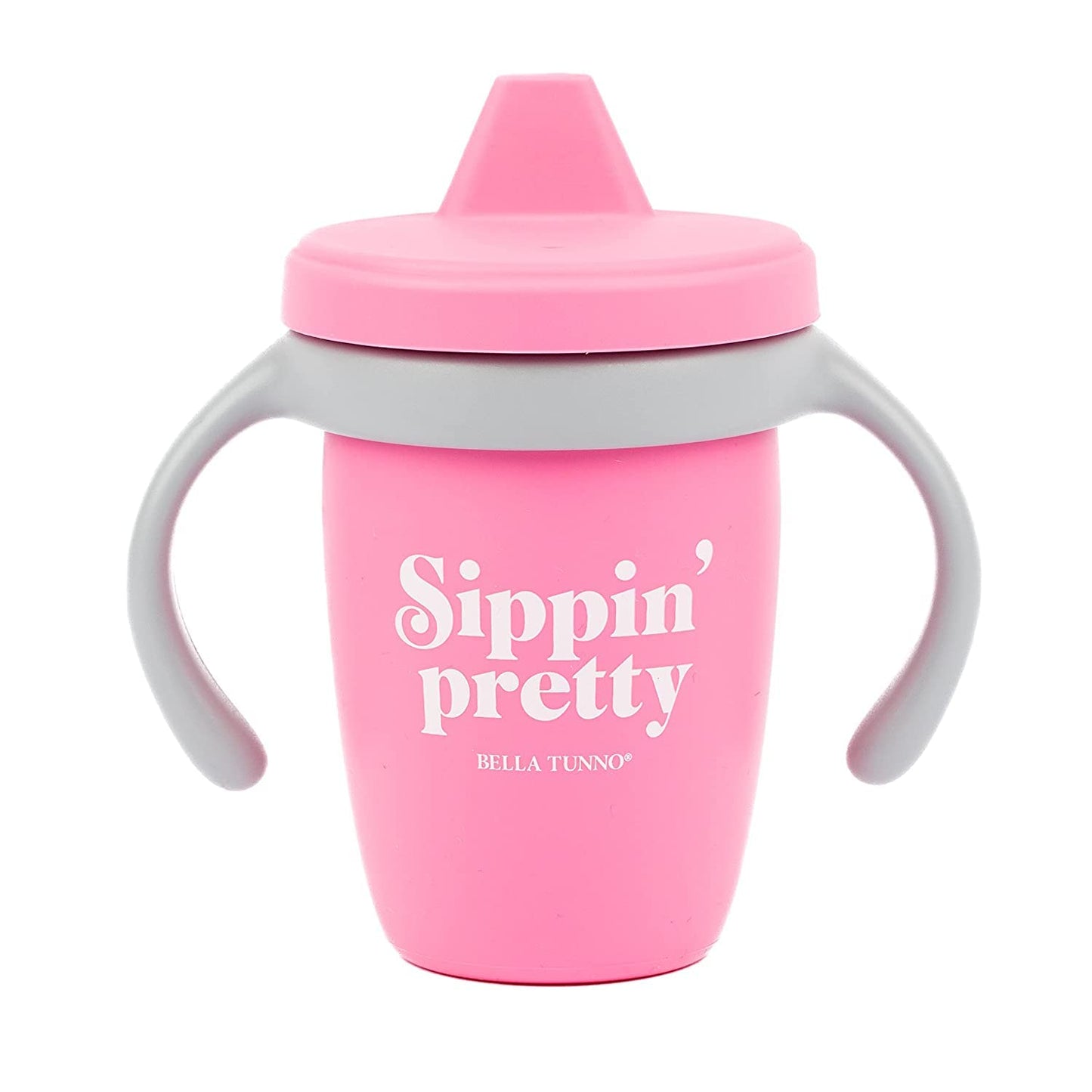 Bella Tunno Sippy Cup, Silicone Training Cup with Transition Handles for Infants, Toddlers & Kids, Babies 6-12 Months & Toddlers 1-3 Years, Boys & Girls, Sippin’ Pretty, 8 oz