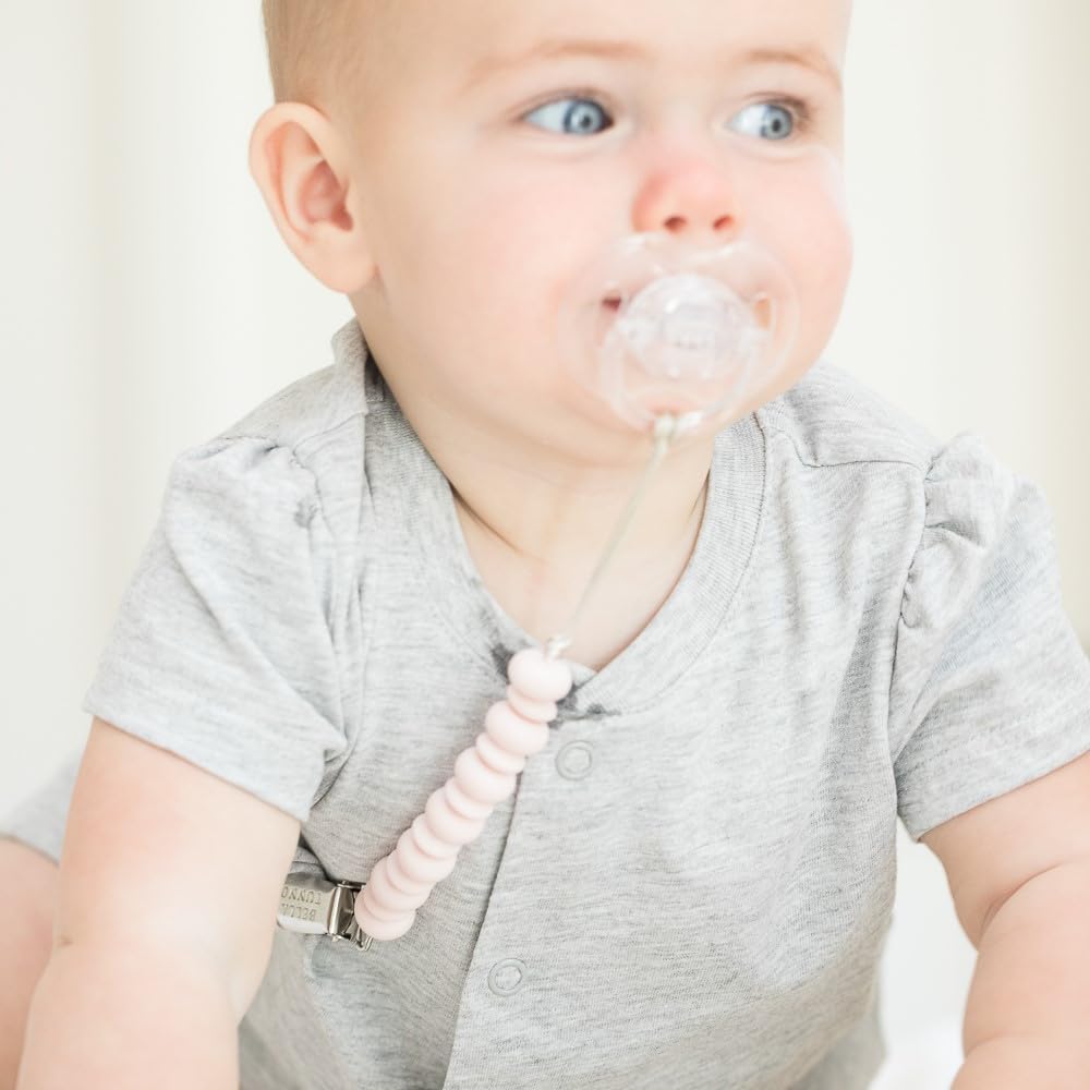 Bella Tunno Pacifier Clip Set – Soft Silicone Pacifier Clip for Infant and Baby Pacifier, Convenient and Lightweight, Non-Toxic and BPA Free Silicone (Soft Girl)