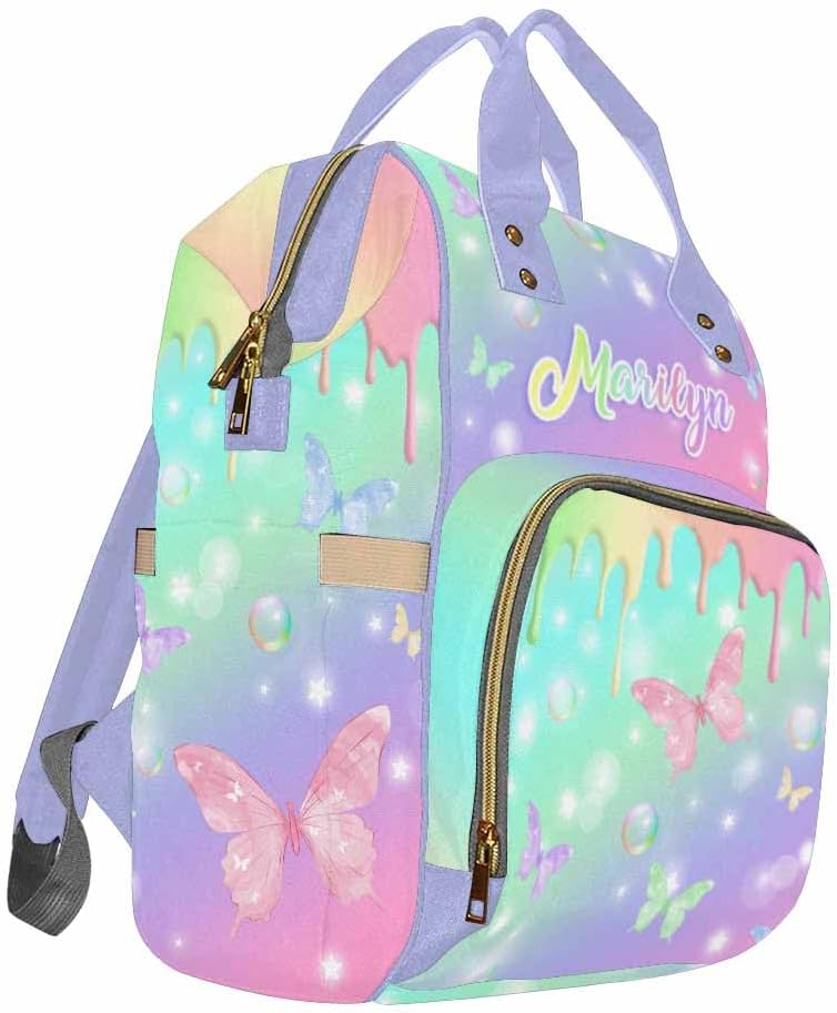 Customize Diaper Bag Baby Bag For Mom Nursing Bags Customized Name Gift Tote Bags Backpacks Personalized Name Customized Name Gift, Colorful Butterfly