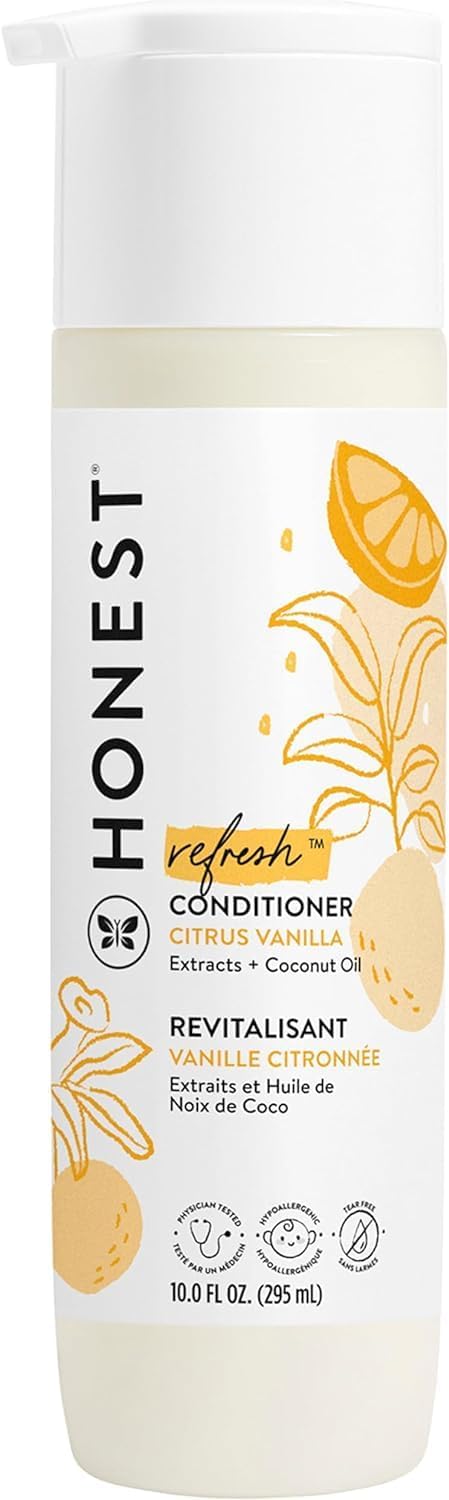 The Honest Company Silicone-Free Conditioner, Gentle Tear-Free Hypoallergenic Baby Hair Care with Naturally Derived Ingredients, Citrus Vanilla Refresh, 10 fl oz