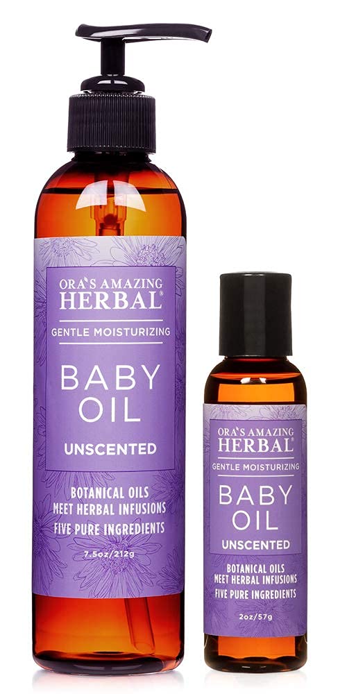 Ora's Amazing Herbal Calendula Baby Oil, Natural Infant Massage, Cradle Cap Scalp and Hair Oil, Organic Jojoba, Baby Acne, Unscented