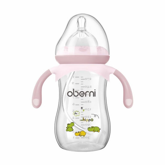 Baby Bottles, Weighted Straw Toddler Milk Bottles with Non-Slip Handle, Size + Variable Fast Flow, 12+ Months, BPA-Free, Pink/1Pack/9oz