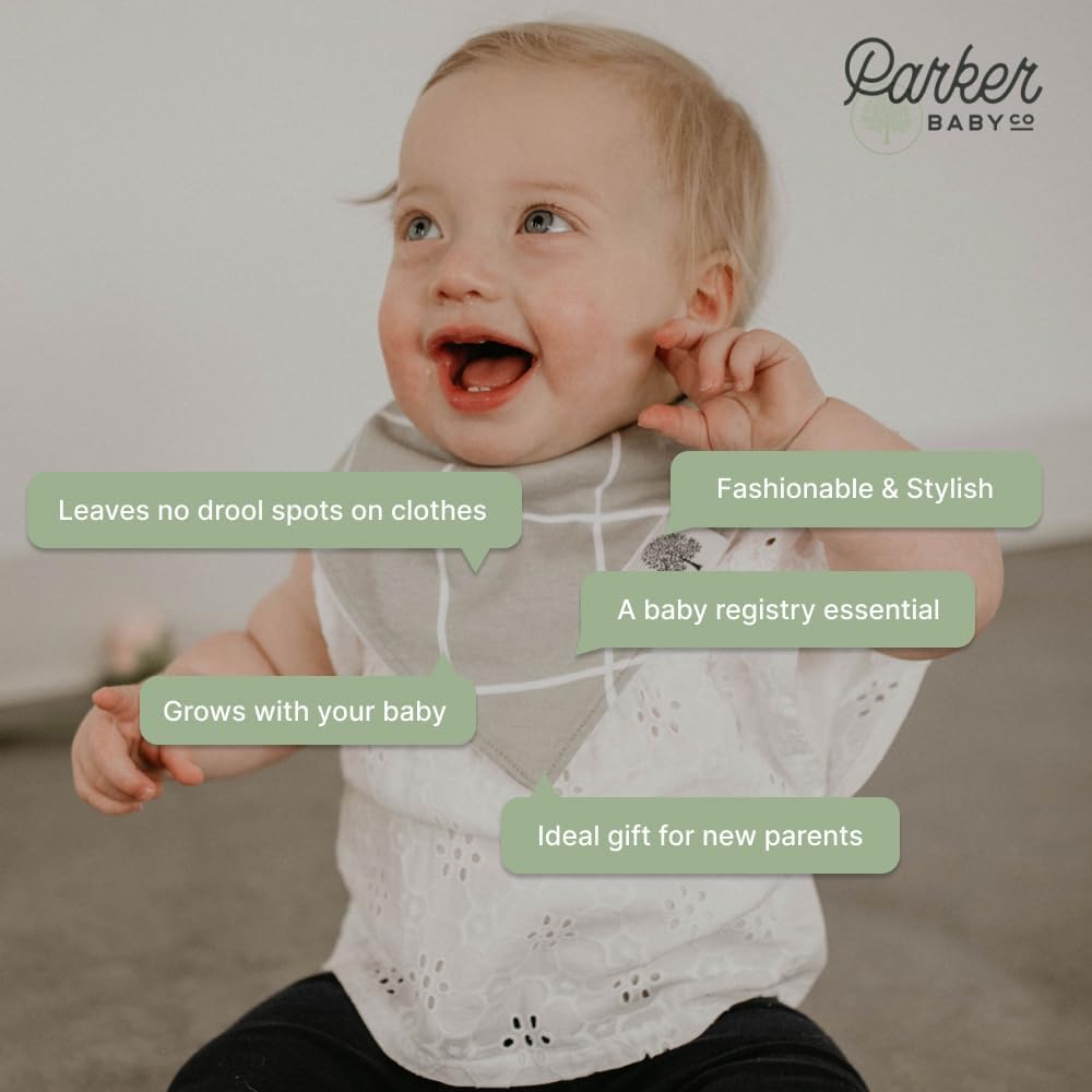 Parker Baby Bandana Drool Bibs 8 Pack Baby Bibs for Boys, Girls, Unisex - Soft & Stylish Teething Bibs for Babies