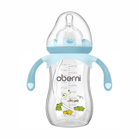 Baby Bottles, Weighted Straw Toddler Milk Bottles with Non-Slip Handle, Size + Variable Fast Flow, 12+ Months, BPA-Free, Blue/1Pack/9oz