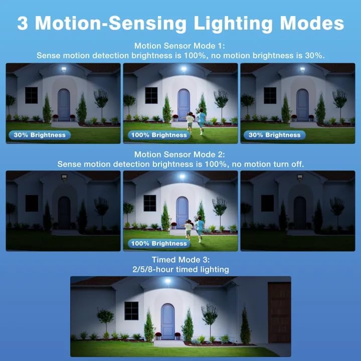 Solar Lights Outdoor Waterproof - 6500K Solar Street Lights Outdoor IP66 Waterproof LED Flood Light with Motion Sensor and Remote Parking Lot Lights Dusk to Dawn for Backyard/Outside/Garage 2Packs