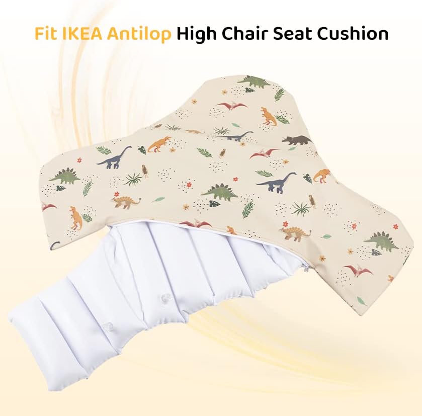 High Chair Cushion with Cover Pad for IKEA Antilop Babies Toddlers Inflatable & Reversible Built-in Inflatable Cushion