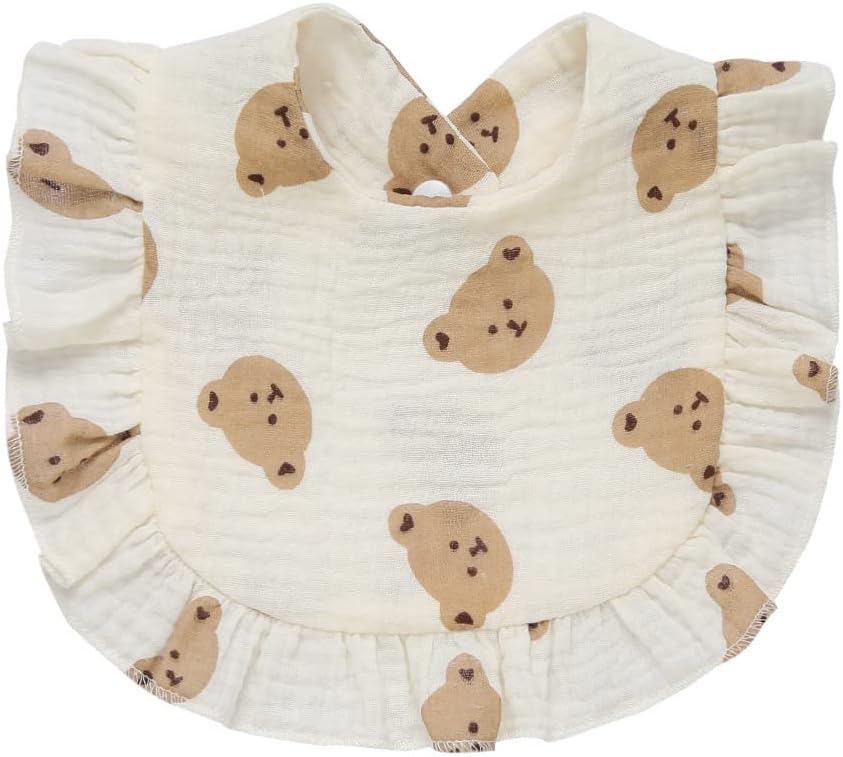 4 PACK Solid Muslin Baby Drool Bibs Set for Unisex Boys Girls Cotton Adjustable Teething Feeding Drooling Bibs