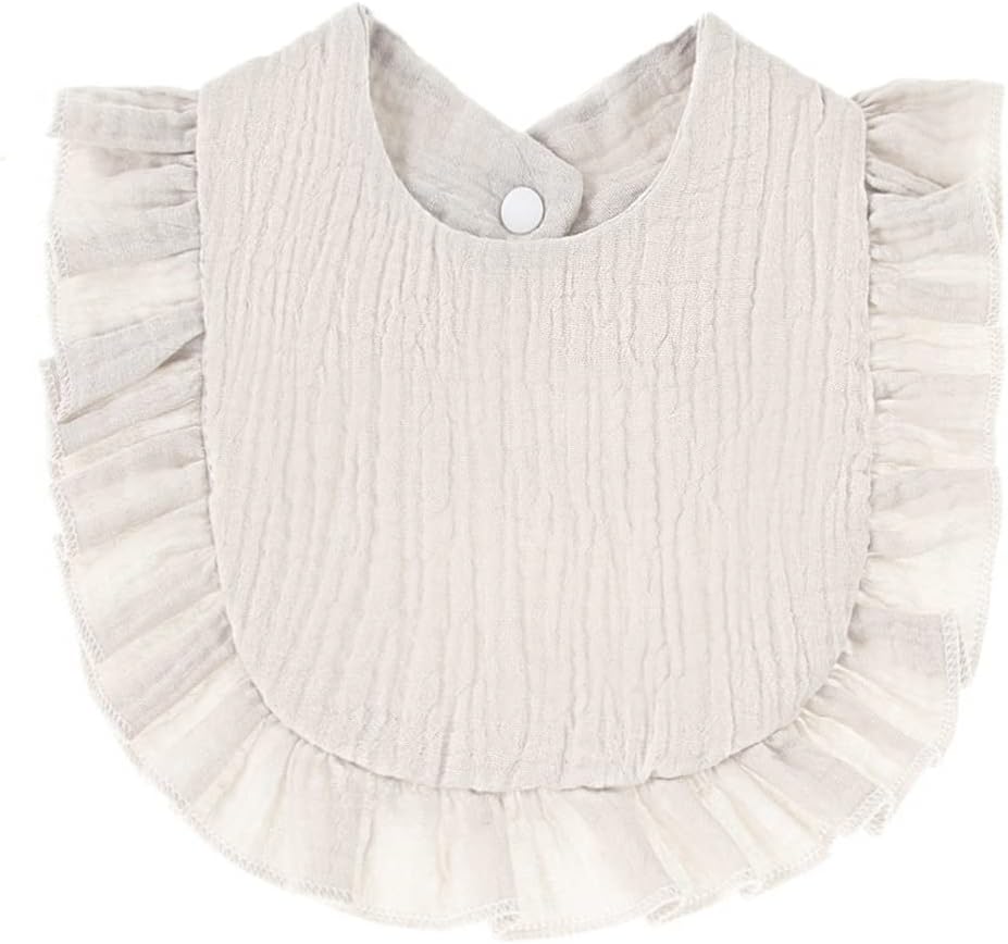 4 PACK Solid Muslin Baby Drool Bibs Set for Unisex Boys Girls Cotton Adjustable Teething Feeding Drooling Bibs