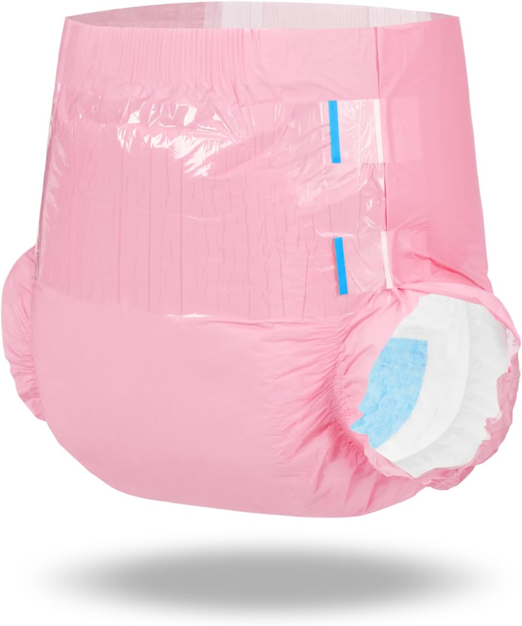 Littleforbig Adjustable Tapes Adult Diaper 2 Pieces - ABDry Ultra Absorbent Diapers Pink (Medium 28"-38")