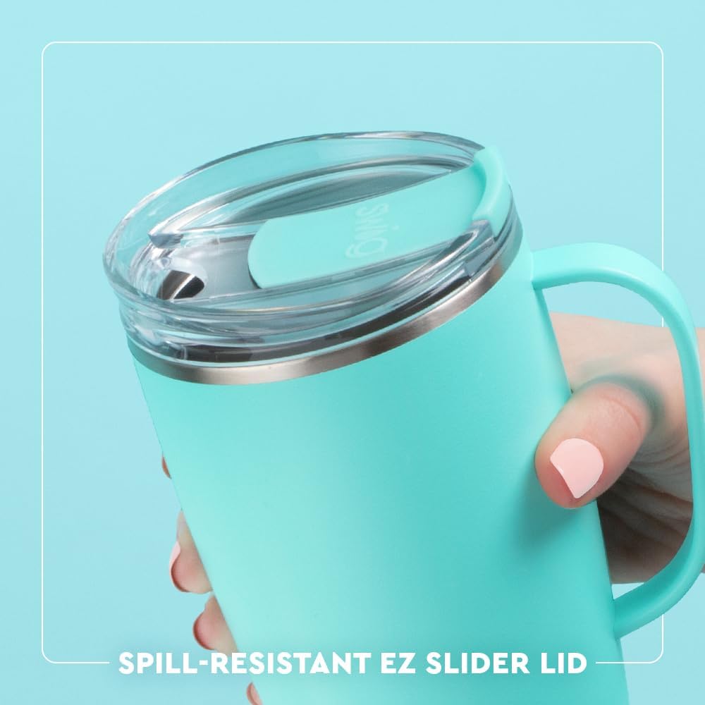 Swig Life 18oz Travel Mug, Insulated Tumbler with Handle and Lid, Travel Coffee Mug, Cup Holder Friendly, Stainless Steel 18 oz Tumbler, Reusable Insulated with Lid (Pretty in Pearl)