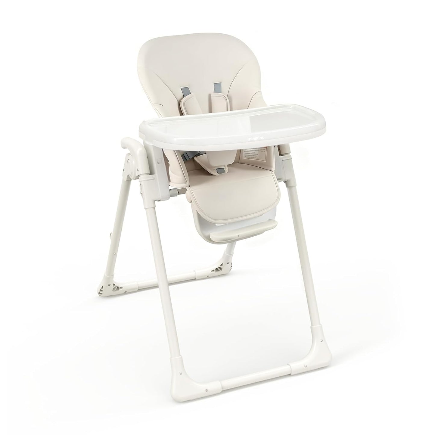 High Chair, Foldable High Chairs for Babies and Toddlers, Adjustable Height, Backrest and Footrest, Removable Tray, Beige