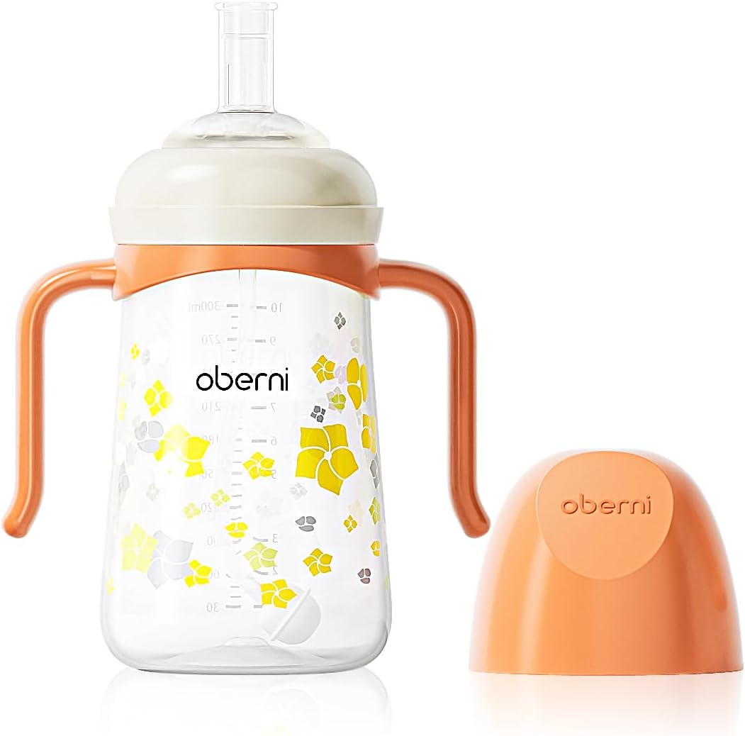 Baby Sippy Cup 240ml/8oz, Toddler Water Drinking Bottle with Non-Spill Valved Spout for 6+ Months, Orange/1Pack